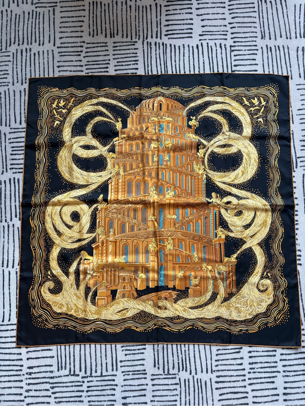 Hermès "Les Rivières de Babel" 100% Silk Twill Scarf 90cm